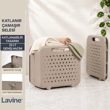Lavine 32 Lt Katlanır Çamaşır Selesi Toprak Renkli Plastik Malzeme ile Kullanışlı ve Pratik