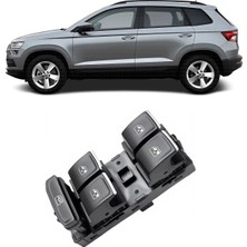 CME PARTS Skoda Karoq 2018-2022 Uyumlu Ön Sol Kapı Dörtlü Cam Açma Düğmesi Krom Detaylı 5G0959857C