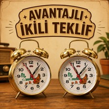 Eski Yeni Antik Avantajlı Ikili Paket Tavuklu Kurmalı Çalar Saat – Altın Rengi (2 Adet)