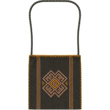 Hakiki Karacakılavuz Dimi Dokuması Koç Boynuzu Motifli Yeşil Çanta 25 x 22 cm