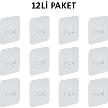 Decorelax 12'li Kendinden Yapışkanlı Raf Tutucu Kanca Şeffaf Duvar Askı Aparatı Delmeden Çerçeve Askısı