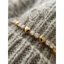 Zarene Silver Xuping Taş ve Kalp Desenli 14K Gold Bileklik