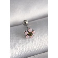 Lumina 316L Çelik Gümüş Renk Zirkon Taşlı Çiçek Tragus Piercing