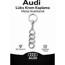SAVEK Yüksek Kaliteli Audi Logolu Lüks Krom Kaplama Oto Anahtarlık Şık Hediyelik Araç Aksesuar