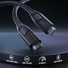 YF Tekstil Ambalaj – Usb-C Kablosu, USB 3.2 Gen 2 – 2m (Veri Kablosu/şarj Kablosu, Güç Dağıtımı ile 10 Gbit/s ve 100 W'a Kadar Şarj Akımı/pd 3, Entegre Çip, Siyah)