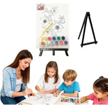Ark Çizimli Plastik Pres Tuval Seti  24 x 32 cm (Akrilik Boya + Fırça + Palet)