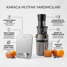 Karaca Slow Juicer Xl Geniş Hazneli Yavaş Sıkım Meyve Sıkacağı+Mutfak Tartısı