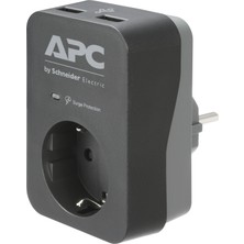 Schneider Electric APC Tekli Akım Korumalı Priz 1 Priz + 2 USB Hızlı Şarj Siyah-Gri Renk Anahtarsız PME1WU2B-GR