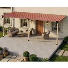 Iahşap Üç Direkli Trapez Sac Kaplı Modern Sundurma