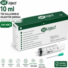 Set Inject 10ML 3 Parça Yeşil Uçlu Enjektör (100 Adet)