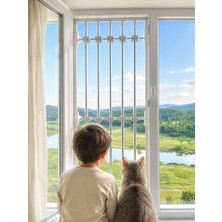 Pengüven 5 Çubuklu- Ayarlanabilir Portatif Pencere Korkuluğu (Min 85 cm - Max 155 Cm) Pencere Güvenlik Sistemleri-Antrasit