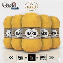 Nako Calico- 4285 Sarı- 5'li Paket - 100GR/240M - El Örgü Ipi - Amigurimi-Hırka- Kazak- Şal-Bebek Ipi