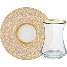 Sandro Moreno 1453 Gravür Asalet Gold 12 Parça 6 Kişilik Çay Takımı 150 ml