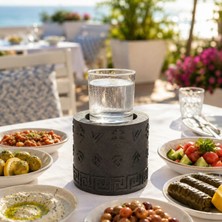 Mottopi 1 Adet Tek Kadeh Jelli Ehlikeyf Kilim Motifli, Termojelli Paslanmaz Çelik Jel Donarak Soğutan-Siyah