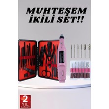 MiraLive Elektrikli Manikür Pedikür Seti Ikili Set 17 Parça Tırnak Bakımı Nasır Temizleme Tırnak Şekillendirme