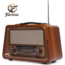 farissu GS-1340 Nostaljik Bluetooth Radyo – Mdf Gövde, Fm/am/sw, Usb/tf, 1+1 Yedek Batarya Hediyeli