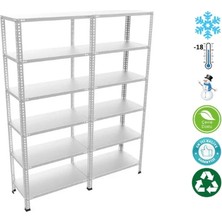 Rafburada 6 Katlı Duble Paslanmaz Krom Raf - Inox Soğuk Oda Rafı, Buzhane Rafı - 43x93 cm-200 cm-1.00 mm