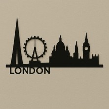 İn3dex Duvar Dekoru Londra Silüeti Lazer Kesim Modern Tasarım Duvar Panosu Siyah