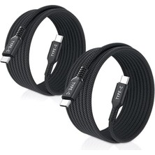 YF Tekstil Ambalaj Ultra Hızlı Pd Type-C Şarj Kablosu - 240W Güçlü Kırılmaz Örgülü