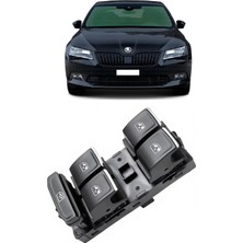 CME PARTS Skoda Superb 3 Mk3 2015-2022 Uyumlu Ön Sol Kapı Dörtlü Cam Açma Düğmesi Krom Detaylı 5G0959857C