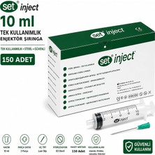 Set Inject 10ML 3 Parça Yeşil Uçlu Enjektör (150 Adet)