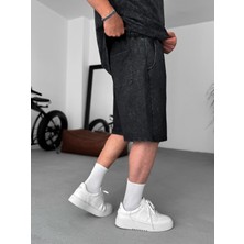 More Black Füme Yıkamalı Basic Şort Jj-92