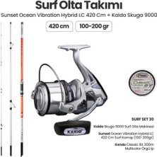 Okuma Sunset Ocean Vibration Hybrid Lc 420 cm Surf Kamışı - Kaido Skuga 9000 Surf Set 30