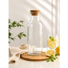 Ciho Cam Sürahi 1000 ml 1 Litre Mantar Kapaklı Sürahi Karaf