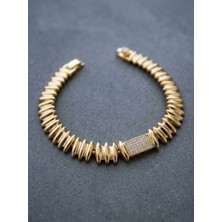 Zarene Silver Xuping Dikdörtgen Taşlı 14K Gold Bileklik