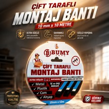 Bumy Çift Taraflı Köpük Montaj Bandı 10MM x 10MT -Kablo Kanalları Için Özel