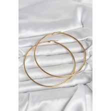 Lumina 316L Çelik Gold Renk 80 mm Kadın Halka Küpe