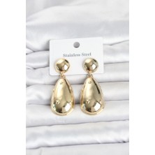 Lumina 316L Çelik Gold Renk Damla Model Kadın Küpe