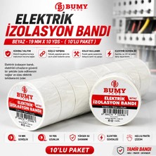 Bumy 10 Adet Elektrik Izolasyon Bandı Beyaz 0.13 mm x 19 Mm x 10 Yds Bant