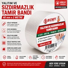 Bumy Çatı İzolasyon (48 mm X 2 MT) Su Sızdırmazlık Geçirmez Yalıtım Çamur Butil Sakız Tamir Bant Bandı