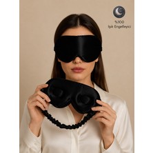 Icon Silk 'Sleep & Glow' %100 Saf Ipek Üç Boyutlu Tam Karanlık Uyku Maskesi Göz Bandı (Siyah)