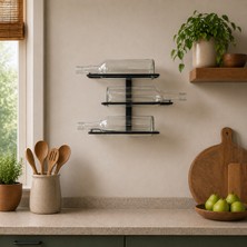 Rack And Cork Metal Duvara Monte Şaraplık - 3 Şişelik Modüler Dikey Şarap Rafı, Modern Minimalist Siyah Duvar Standı