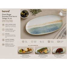 Bonnami Bonna Fium Hygge Porselen Oval Servis Tabağı 34 cm - Doğal Dokulu Modern Sunum ve Kayık Tabak