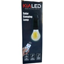 Kia LED Solar Şarjlı Taşınabilir LED Ampül  Outdoor Kamp Bahçe Lambası Askılı Kırılmaz LED Işık 2'li