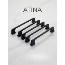 Mas Kulp Atina 160MM Modern Mobilya Kulpu - 5'li Set - Mat Siyah Zamak Metal - Vida Dahil