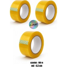 Glanart 3 Adet Şeffaf 100 Metre Koli Bandı Paketleme Bandı