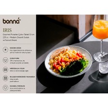 Bonnami Bonna Iris Gourmet Porselen Çukur Tabak 13 cm - 220 cc Modern Desenli Sosluk ve Sunum Kasesi