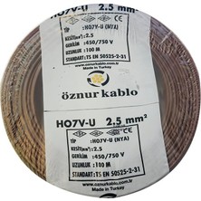 Öznur 2,5 mm Nya Kablo Elektrik Kablosu 100 Metre Kahverengi Sabit Tesisat İçin Uygun