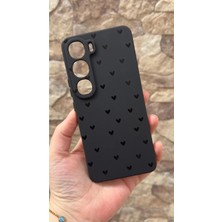 Vip Case Vivo V40 Lite 5g Uyumlu Mini Siyah Kalp Desenli Silikon Darbe Emici Klasik Korumalı Rubber Kılıf