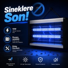 CoverZone 10W LED Çift Tüplü Elektrikli Sinek ve Sivrisinek Öldürücü Cihaz 45X23X5 cm Zincir Askılı Böcek Öldürücü Tuzak Düşük Enerji Tüketimli | 10W - 310