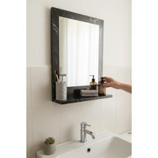Moemi Raflı Banyo Aynası Beyaz , Lavabo, Wc , Dresuar , Koridor , Mutfak , Makyaj 60X45 Beyaz Dik Ayna