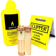 CLİPPER Benzinli Metal Muhtar Çakmağı - Premium Tasarım ve Metal Alaşım ile Hediye Seçeneği  Benzin ve Taş