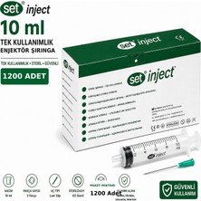 Set Inject 10ML 3 Parça Yeşil Uçlu Enjektör (1200 Adet)