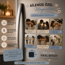 6'lı Kare Magnet Aile Fotoğrafları ve Anlamlı Sözler Kişiselleştirilebilir Hediye Seti