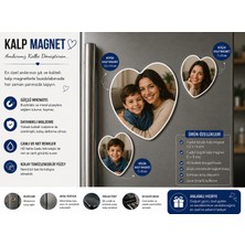 Kalp Fotoğraf Magneti Anne ve Erkek Çocuğa Kişiselleştirilebilir Duygusal Anı Hediyesi
