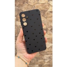 Vip Case Samsung Galaxy A16 Uyumlu Mini Siyah Kalp Desenli Silikon Darbe Emici Klasik Korumalı Rubber Kılıf